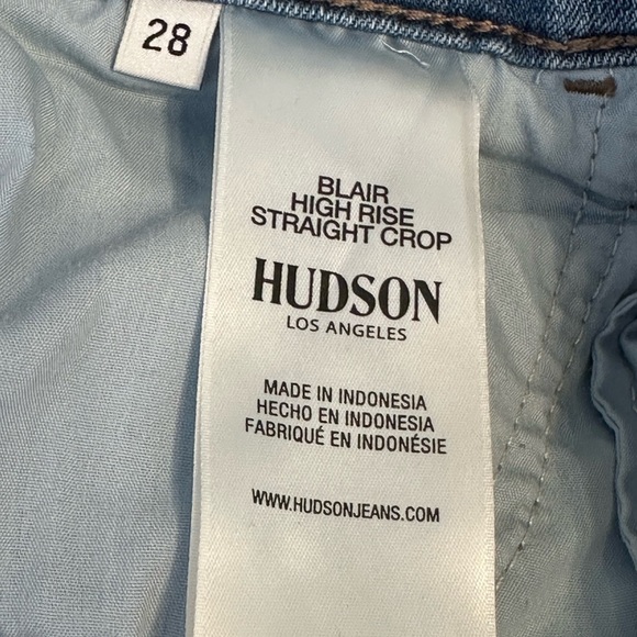 HUDSON Blair High Rise Straight Cropped Denim Jeans, Size 28 - Picture 15 of 16